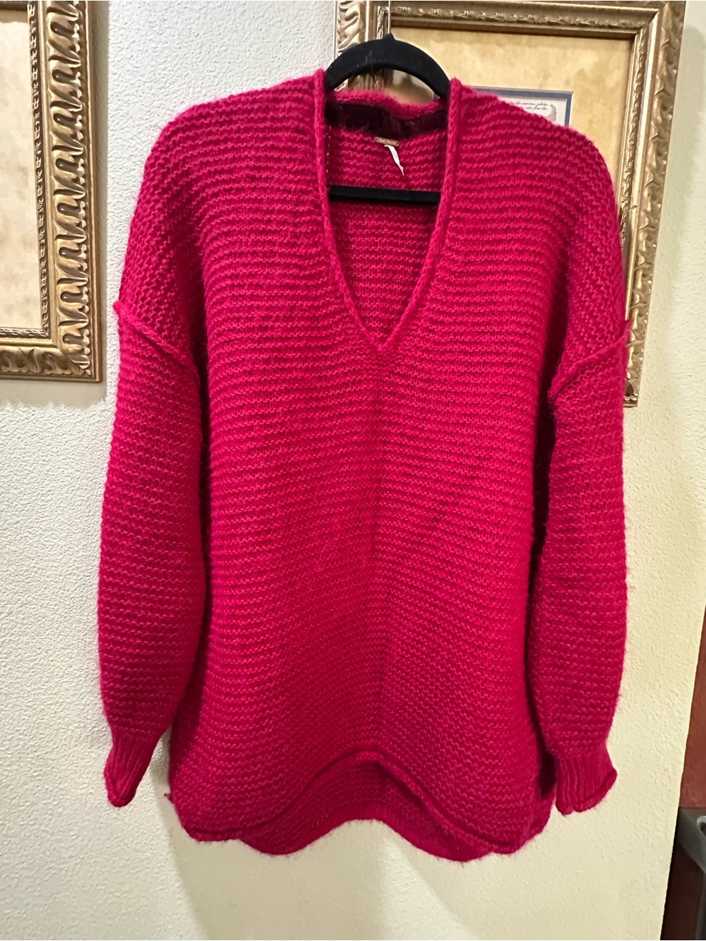Free People Alpaca Cotton Knit Tunic Sweater S Oversized Pink